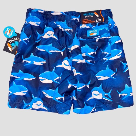 NEW Boys SWIM Shark trunks size L Blue Surf & Swim Shorts - Picture 6 of 11